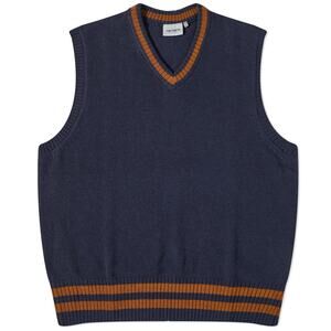 Carhartt WIP Stanford Knit Sweater Vest Lambs Wool Navy S